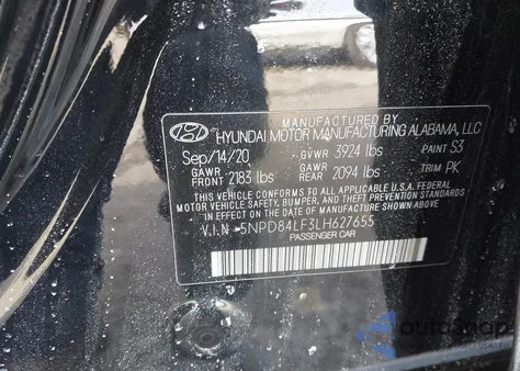 2020 Hyundai Elantra Limited from USA, damaged, VIN 5NPD84LF3LH627655